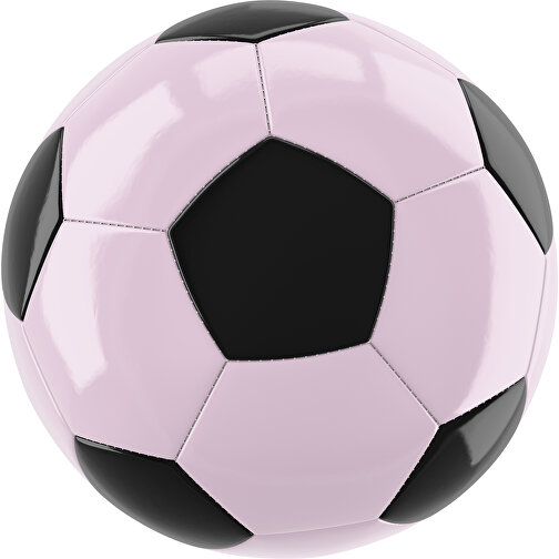 Fußball Gold 32-Panel-Promotionball - Individuell Bedruckt , zartrosa / schwarz, PU/PVC, 3-lagig, , Bild 1