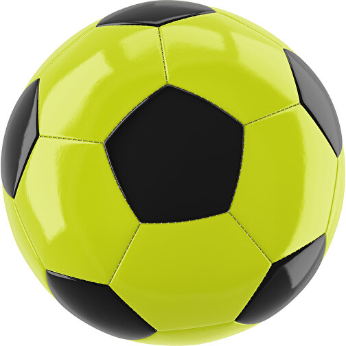 Fußball Gold 32-Panel-Promotionball - Individuell Bedruckt , hellgrün / schwarz, PU/PVC, 3-lagig, , Bild 1