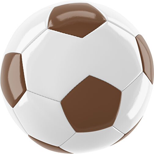 Fußball Gold 30-Panel-Promotionball - Individuell Bedruckt , weiß / dunkelbraun, PU/PVC, 3-lagig, , Bild 1