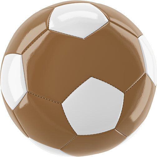 Fußball Gold 30-Panel-Promotionball - Individuell Bedruckt , erdbraun / weiß, PU/PVC, 3-lagig, , Bild 1