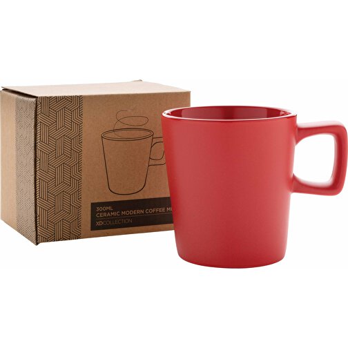 Moderne Keramik Kaffeetasse, Rot , rot, Keramik, 8,40cm x 8,90cm (Länge x Höhe), Bild 1