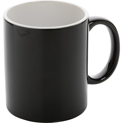 Basic Keramiktasse, Schwarz , schwarz, Keramik, 8,00cm x 9,50cm (Länge x Höhe), Bild 1