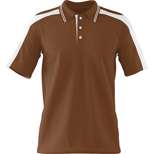 Poloshirt Individuell Gestaltbar , dunkelbraun / weiss, 200gsm Poly / Cotton Pique, XS, 60,00cm x 40,00cm (Höhe x Breite), Bild 1