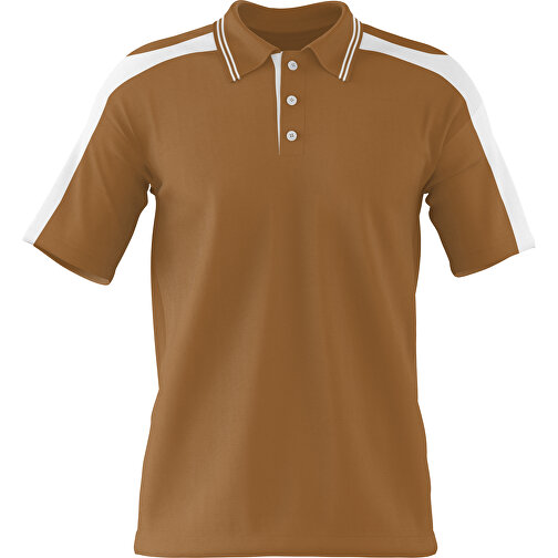 Poloshirt Individuell Gestaltbar , erdbraun / weiß, 200gsm Poly / Cotton Pique, S, 65,00cm x 45,00cm (Höhe x Breite), Bild 1