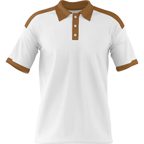 Poloshirt Individuell Gestaltbar , weiß / erdbraun, 200gsm Poly / Cotton Pique, XS, 60,00cm x 40,00cm (Höhe x Breite), Bild 1