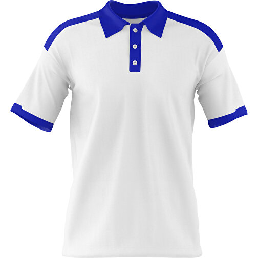 Poloshirt Individuell Gestaltbar , weiß / blau, 200gsm Poly / Cotton Pique, XS, 60,00cm x 40,00cm (Höhe x Breite), Bild 1