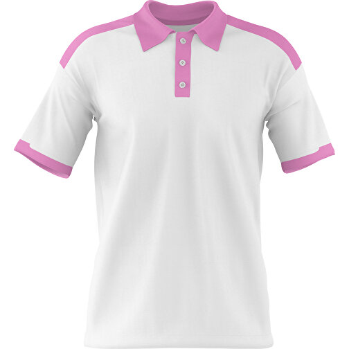 Poloshirt Individuell Gestaltbar , weiss / rosa, 200gsm Poly / Cotton Pique, XS, 60,00cm x 40,00cm (Höhe x Breite), Bild 1