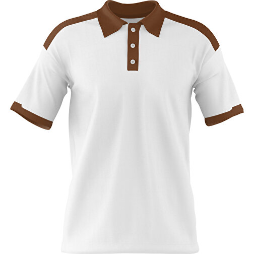 Poloshirt Individuell Gestaltbar , weiss / dunkelbraun, 200gsm Poly / Cotton Pique, XL, 76,00cm x 59,00cm (Höhe x Breite), Bild 1