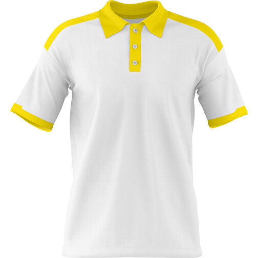 Poloshirt Individuell Gestaltbar , weiss / gelb, 200gsm Poly / Cotton Pique, XL, 76,00cm x 59,00cm (Höhe x Breite), Bild 1