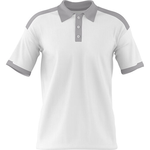 Poloshirt Individuell Gestaltbar , weiß / hellgrau, 200gsm Poly / Cotton Pique, S, 65,00cm x 45,00cm (Höhe x Breite), Bild 1