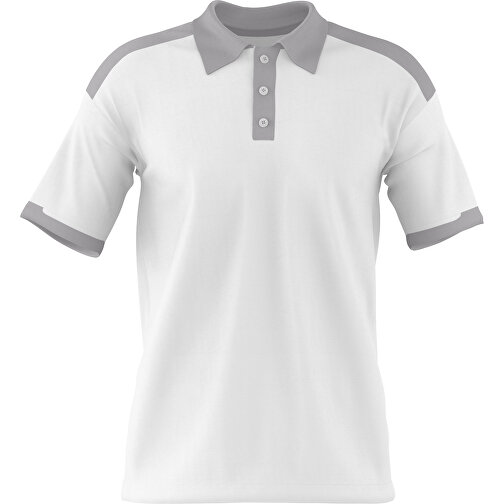 Poloshirt Individuell Gestaltbar , weiss / hellgrau, 200gsm Poly / Cotton Pique, S, 65,00cm x 45,00cm (Höhe x Breite), Bild 1