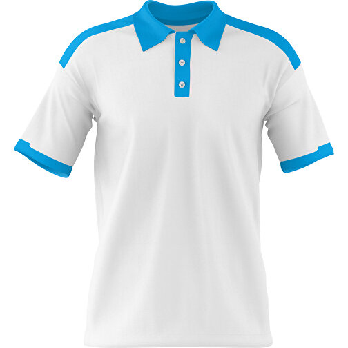 Poloshirt Individuell Gestaltbar , weiß / himmelblau, 200gsm Poly / Cotton Pique, S, 65,00cm x 45,00cm (Höhe x Breite), Bild 1