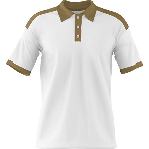 Poloshirt Individuell Gestaltbar , weiss / gold, 200gsm Poly / Cotton Pique, M, 70,00cm x 49,00cm (Höhe x Breite), Bild 1