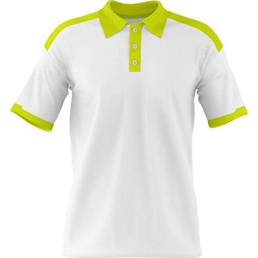 Poloshirt Individuell Gestaltbar , weiß / hellgrün, 200gsm Poly / Cotton Pique, M, 70,00cm x 49,00cm (Höhe x Breite), Bild 1