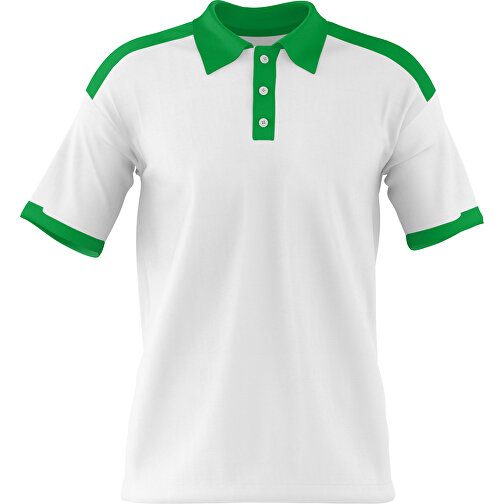 Poloshirt Individuell Gestaltbar , weiss / grün, 200gsm Poly / Cotton Pique, M, 70,00cm x 49,00cm (Höhe x Breite), Bild 1