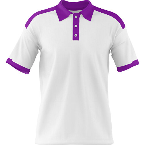 Poloshirt Individuell Gestaltbar , weiß / dunkelmagenta, 200gsm Poly / Cotton Pique, M, 70,00cm x 49,00cm (Höhe x Breite), Bild 1