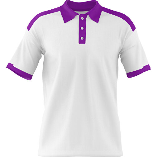 Poloshirt Individuell Gestaltbar , weiss / dunkelmagenta, 200gsm Poly / Cotton Pique, M, 70,00cm x 49,00cm (Höhe x Breite), Bild 1