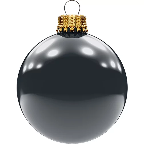 Boule de Noël moyenne 66 mm, couronne dorée, brillante, Image 1