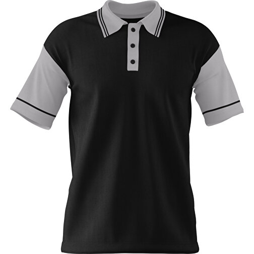 Poloshirt Individuell Gestaltbar , schwarz / hellgrau, 200gsm Poly / Cotton Pique, XS, 60,00cm x 40,00cm (Höhe x Breite), Bild 1