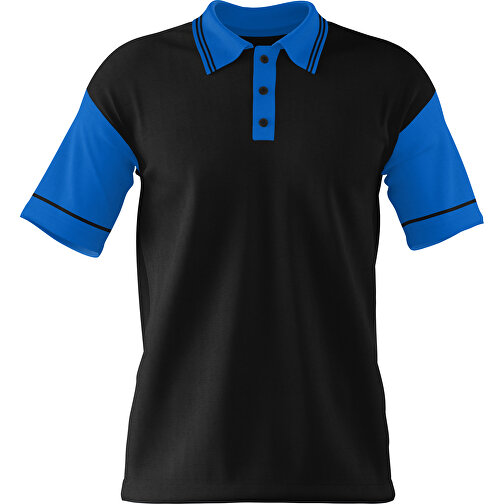 Poloshirt Individuell Gestaltbar , schwarz / kobaltblau, 200gsm Poly / Cotton Pique, XS, 60,00cm x 40,00cm (Höhe x Breite), Bild 1