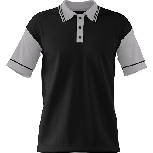 Poloshirt Individuell Gestaltbar , schwarz / hellgrau, 200gsm Poly / Cotton Pique, XL, 76,00cm x 59,00cm (Höhe x Breite), Bild 1