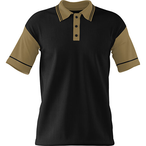 Poloshirt Individuell Gestaltbar , schwarz / gold, 200gsm Poly / Cotton Pique, XL, 76,00cm x 59,00cm (Höhe x Breite), Bild 1