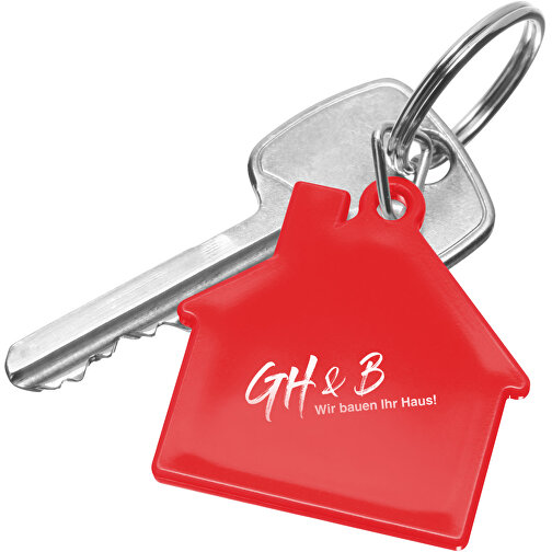 Schlüsselanhänger 'Haus' , weiß, PS+MET, 4,00cm x 0,30cm x 4,10cm (Länge x Höhe x Breite), Bild 2