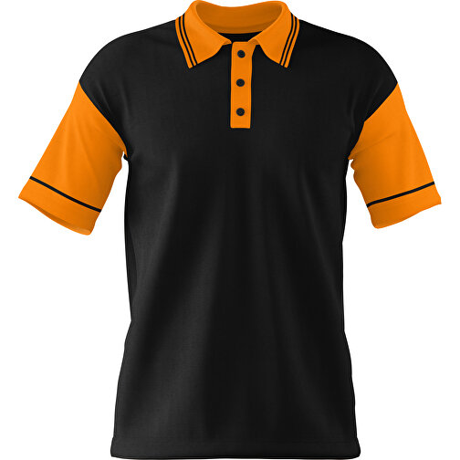 Poloshirt Individuell Gestaltbar , schwarz / gelborange, 200gsm Poly / Cotton Pique, XL, 76,00cm x 59,00cm (Höhe x Breite), Bild 1