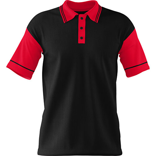 Poloshirt Individuell Gestaltbar , schwarz / ampelrot, 200gsm Poly / Cotton Pique, S, 65,00cm x 45,00cm (Höhe x Breite), Bild 1