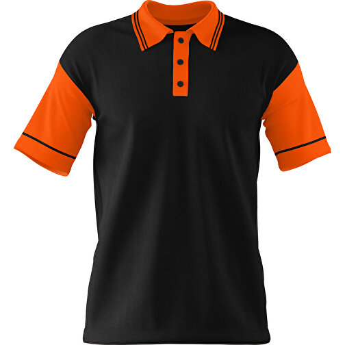 Poloshirt Individuell Gestaltbar , schwarz / orange, 200gsm Poly / Cotton Pique, S, 65,00cm x 45,00cm (Höhe x Breite), Bild 1