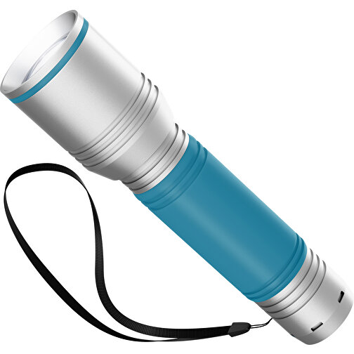 Taschenlampe REEVES MyFLASH 700 , Reeves, silber / cyan, Aluminium, Silikon, 130,00cm x 29,00cm x 38,00cm (Länge x Höhe x Breite), Bild 1
