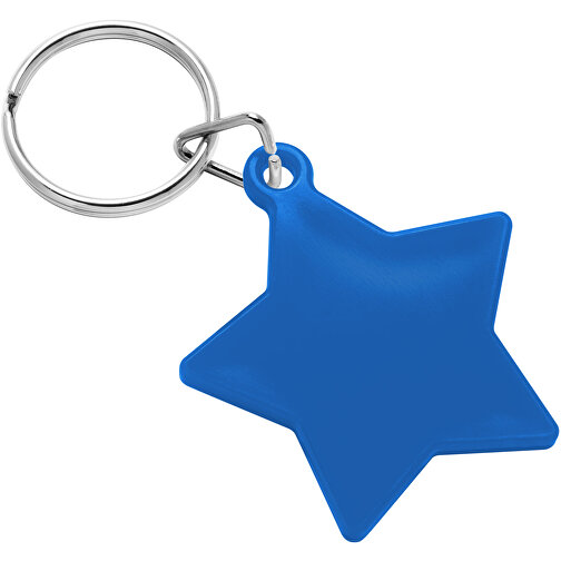 Schlüsselanhänger 'Stern' , blau, PS+MET, 3,90cm x 0,30cm x 4,50cm (Länge x Höhe x Breite), Bild 1