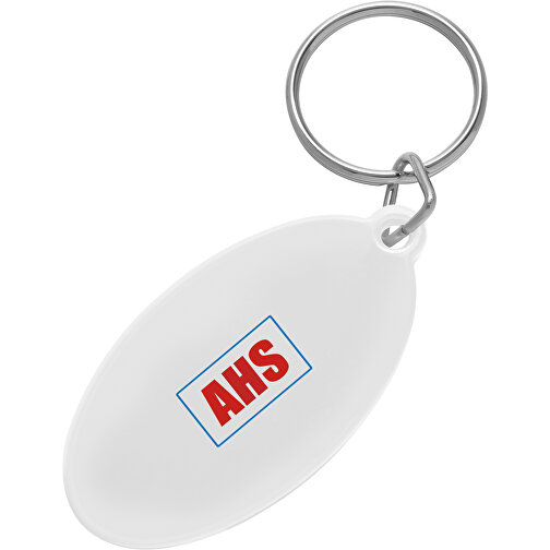 Schlüsselanhänger 'Oval' , rot, ABS+PS+MET, 5,40cm x 0,30cm x 2,80cm (Länge x Höhe x Breite), Bild 2