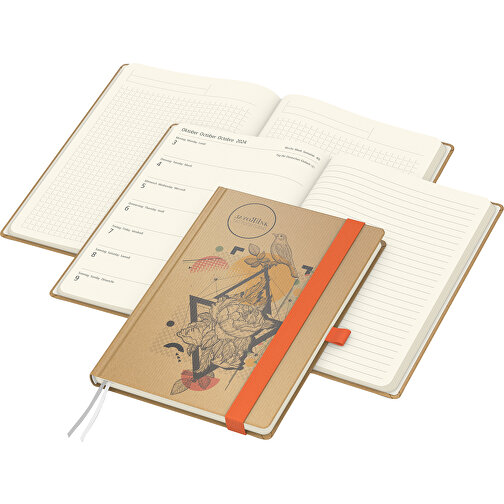 Buchkalender Match-Hybrid Creme Bestseller, Natura Braun-individuell, Orange , braun, orange, 21,00cm x 14,80cm (Länge x Breite), Bild 1
