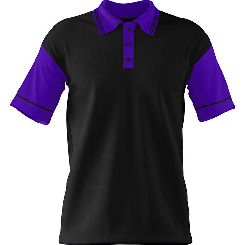 Poloshirt Individuell Gestaltbar , schwarz / violet, 200gsm Poly / Cotton Pique, L, 73,50cm x 54,00cm (Höhe x Breite), Bild 1