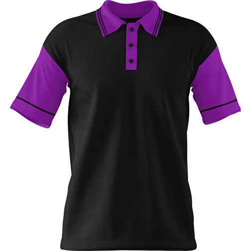 Poloshirt Individuell Gestaltbar , schwarz / dunkelmagenta, 200gsm Poly / Cotton Pique, L, 73,50cm x 54,00cm (Höhe x Breite), Bild 1