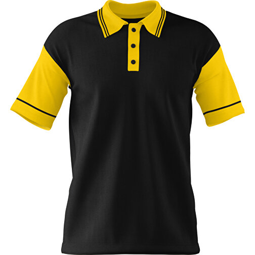 Poloshirt Individuell Gestaltbar , schwarz / goldgelb, 200gsm Poly / Cotton Pique, L, 73,50cm x 54,00cm (Höhe x Breite), Bild 1