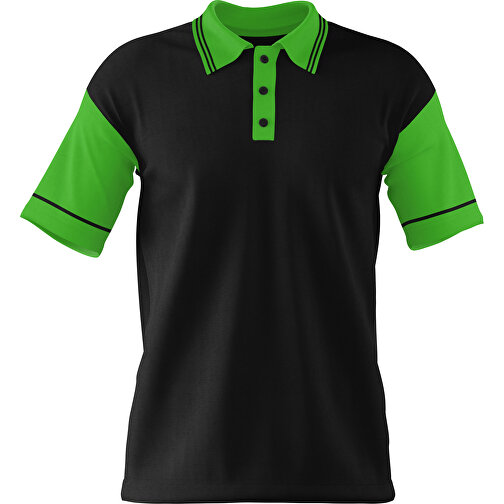 Poloshirt Individuell Gestaltbar , schwarz / grasgrün, 200gsm Poly / Cotton Pique, 3XL, 81,00cm x 66,00cm (Höhe x Breite), Bild 1