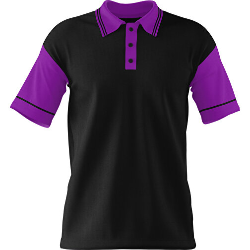 Poloshirt Individuell Gestaltbar , schwarz / dunkelmagenta, 200gsm Poly / Cotton Pique, 3XL, 81,00cm x 66,00cm (Höhe x Breite), Bild 1