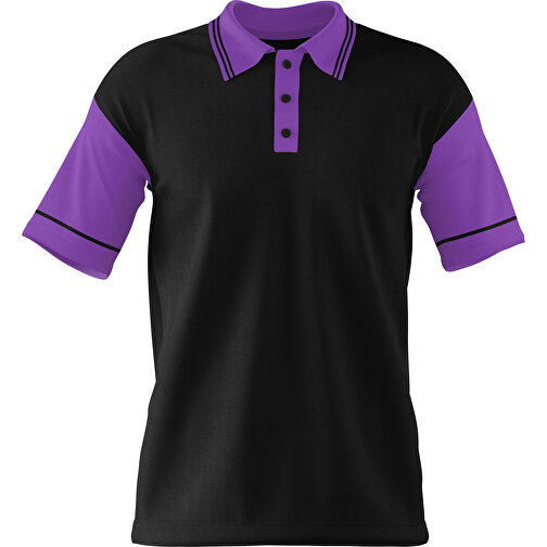 Poloshirt Individuell Gestaltbar , schwarz / lavendellila, 200gsm Poly / Cotton Pique, 3XL, 81,00cm x 66,00cm (Höhe x Breite), Bild 1