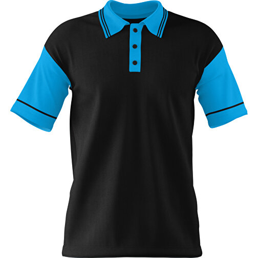 Poloshirt Individuell Gestaltbar , schwarz / himmelblau, 200gsm Poly / Cotton Pique, 2XL, 79,00cm x 63,00cm (Höhe x Breite), Bild 1