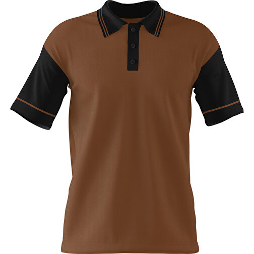 Poloshirt Individuell Gestaltbar , dunkelbraun / schwarz, 200gsm Poly / Cotton Pique, XS, 60,00cm x 40,00cm (Höhe x Breite), Bild 1