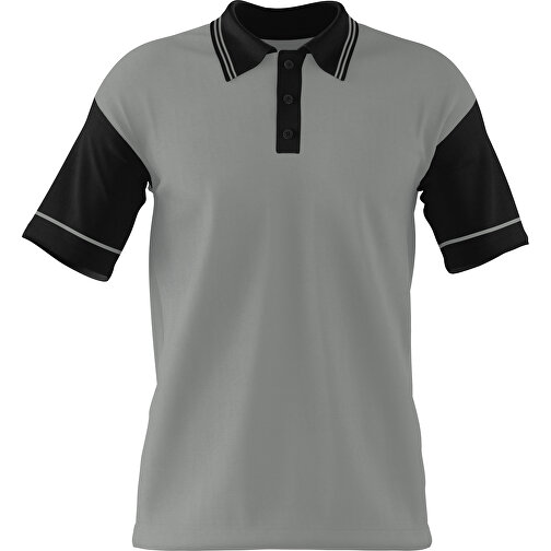 Poloshirt Individuell Gestaltbar , grau / schwarz, 200gsm Poly / Cotton Pique, XS, 60,00cm x 40,00cm (Höhe x Breite), Bild 1