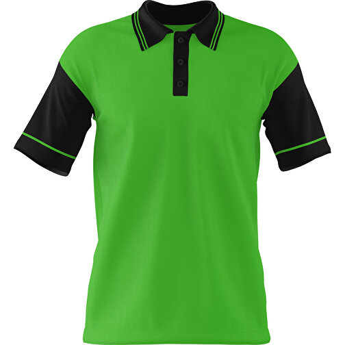 Poloshirt Individuell Gestaltbar , grasgrün / schwarz, 200gsm Poly / Cotton Pique, S, 65,00cm x 45,00cm (Höhe x Breite), Bild 1