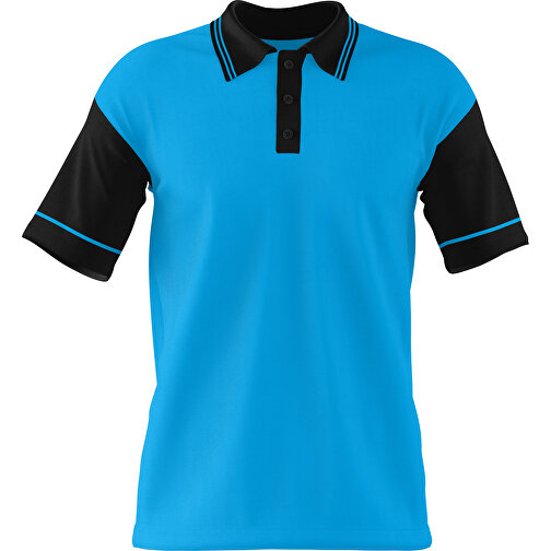 Poloshirt Individuell Gestaltbar , himmelblau / schwarz, 200gsm Poly / Cotton Pique, S, 65,00cm x 45,00cm (Höhe x Breite), Bild 1