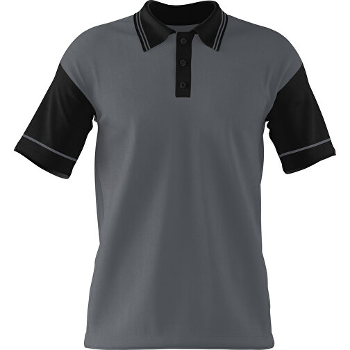 Poloshirt Individuell Gestaltbar , dunkelgrau / schwarz, 200gsm Poly / Cotton Pique, M, 70,00cm x 49,00cm (Höhe x Breite), Bild 1