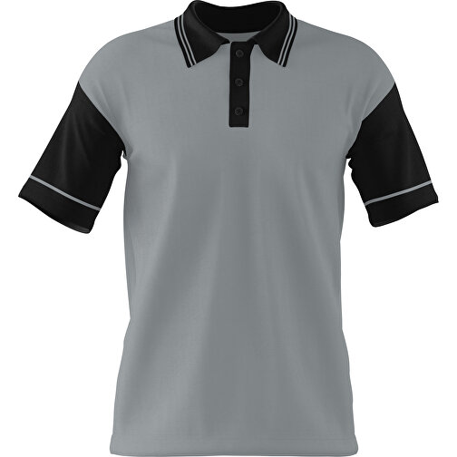 Poloshirt Individuell Gestaltbar , silber / schwarz, 200gsm Poly / Cotton Pique, 2XL, 79,00cm x 63,00cm (Höhe x Breite), Bild 1