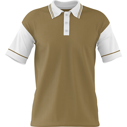 Poloshirt Individuell Gestaltbar , gold / weiss, 200gsm Poly / Cotton Pique, XS, 60,00cm x 40,00cm (Höhe x Breite), Bild 1