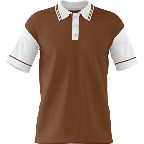 Poloshirt Individuell Gestaltbar , dunkelbraun / weiss, 200gsm Poly / Cotton Pique, XS, 60,00cm x 40,00cm (Höhe x Breite), Bild 1