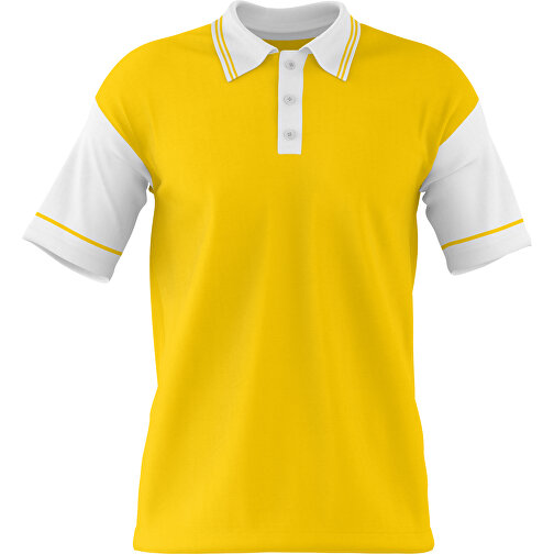 Poloshirt Individuell Gestaltbar , goldgelb / weiss, 200gsm Poly / Cotton Pique, XS, 60,00cm x 40,00cm (Höhe x Breite), Bild 1